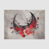 hekserij | Halve maan met gotische rode rozen Tissuepapier (Voorkant)