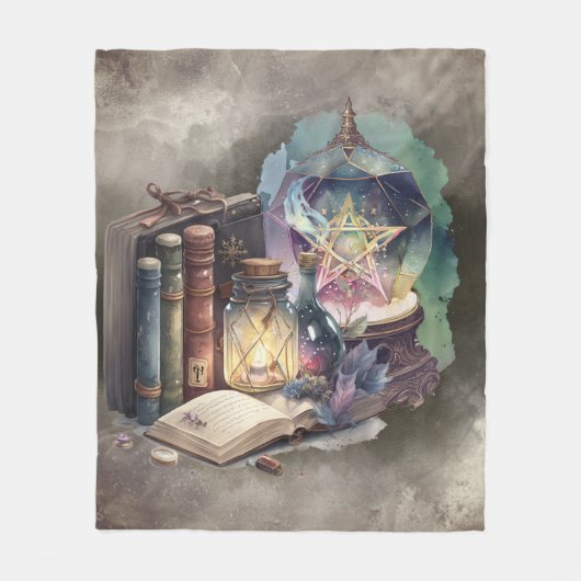 hekserij | Pastel Spellbook Tomes en Crystal Ball Fleece Deken (Voorkant)