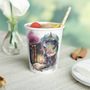 hekserij Pastel Spellbook Tomes en Crystal Ball Papieren Bekers