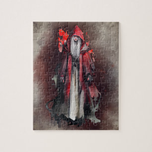 hekserij Rode heks met donkere gotische schaduwe Legpuzzel