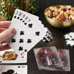 hekserij Rode heks met donkere gotische schaduwe Pokerkaarten