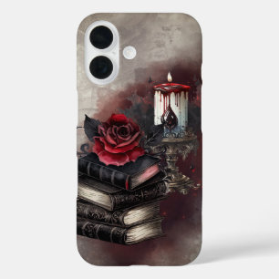 hekserij Spellbook Tomes en Skull Candle iPhone 16 Hoesje