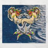 Helaas zeemeerminnen bij anker likeurfles etiket (Enkel label)