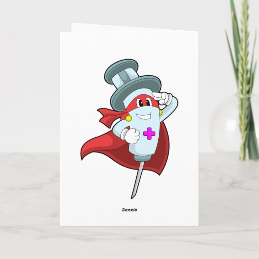 Held als verpleegster met spuit kaart (Achterkant)