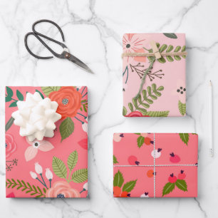 Held bloemmotief met bessen inpakpapier vel