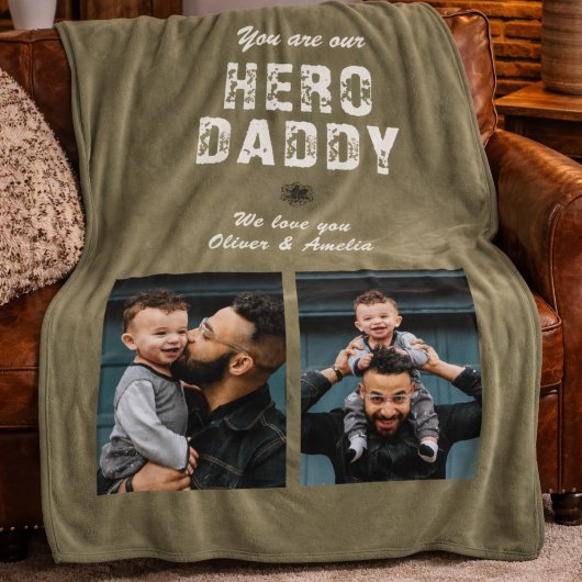 Held Daddy Vaderdag 2 Foto Collage Fleece Deken