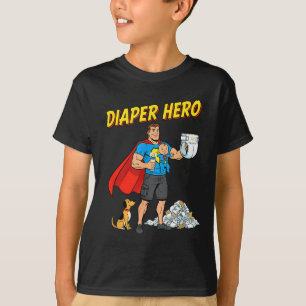 Held met luiers Funny Cartoon Vader ontwerp voor n T-shirt