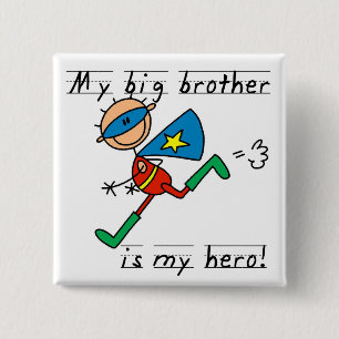Held T-shirts en cadeaus voor grote broer Vierkante Button 5,1 Cm
