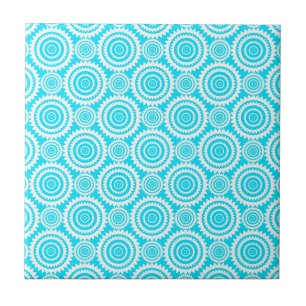 Held turquoise wit geometrisch cirkelpatroon tegeltje