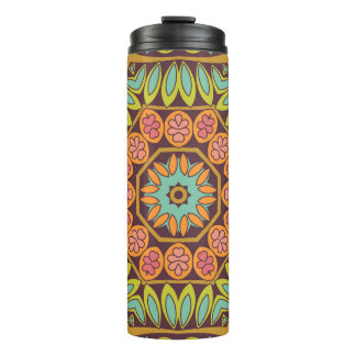 Helder abstract bloemenontwerp ornament. thermosbeker