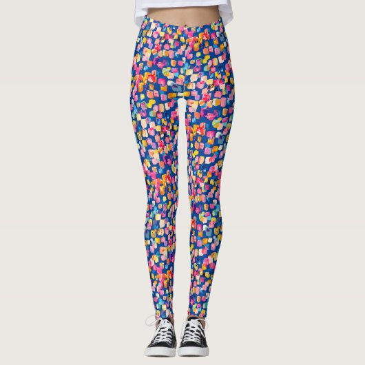 Helder Abstract vierkant vierkant patroon Leggings (Voorkant)