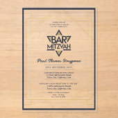 Helder Acrylaat BAR MITZVAH Marineblauw Goud Moder Acryl Uitnodigingen (Voorkant)