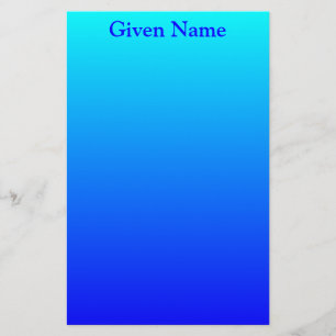 Helder Aqua Blauwe Gepersonaliseerde Ombre Briefpapier