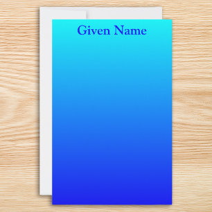 Helder Aqua Blauwe Gepersonaliseerde Ombre Briefpapier