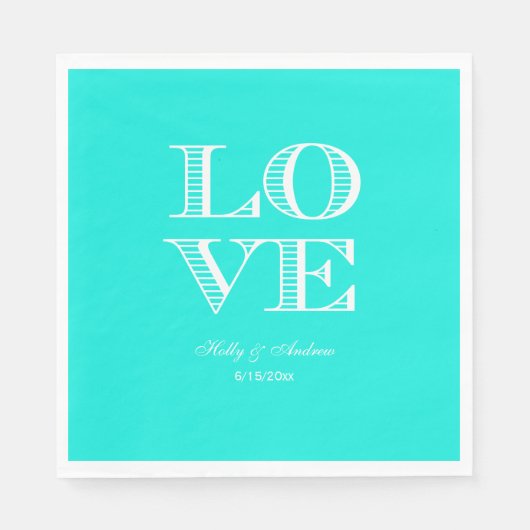 Helder Aqua, Witte LOVE Servetten (Voorkant)