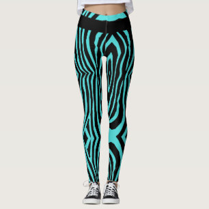 HELDER AQUA & ZWART DIERENPRINT STREEPPATROON LEGGINGS