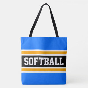 Helder atletisch blauw zwart oranje SOFTBALL Strep Draagtas