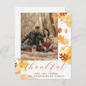Helder blad herfstblad dankbaar foto briefkaart (Voorkant / Achterkant)