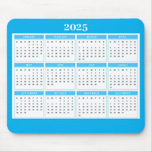 Helder Blauw 2025 Kalender Muismat