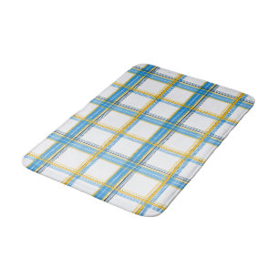 Helder blauw-gele ruiten aesthetic badmat