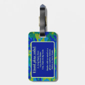 Helder Blauw & Groen Camouflage Glitter Camo Naam Bagagelabel (Achterkant verticaal)