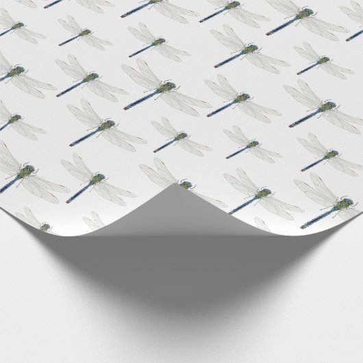 Helder blauw libellen patroon. cadeaupapier (Hoek)