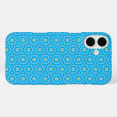 Helder blauw met geel patroon Case-Mate iPhone case (Achterkant (horizontaal))