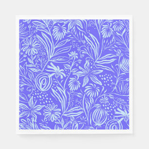 Helder blauw-paarse bloempatroon servet