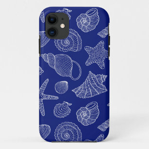 Helder Blauw Schelp Patroon iPhone 11 Hoesje