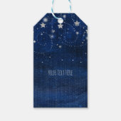 Helder blauw & zilver sterrenhemel hemelse feestgu cadeaulabel (Voorkant)