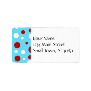 Helder Blauwgroen Turquoise Red White Polka Dots P Etiket