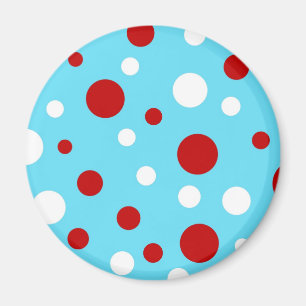 Helder Blauwgroen Turquoise Red White Polka Dots P Magneet