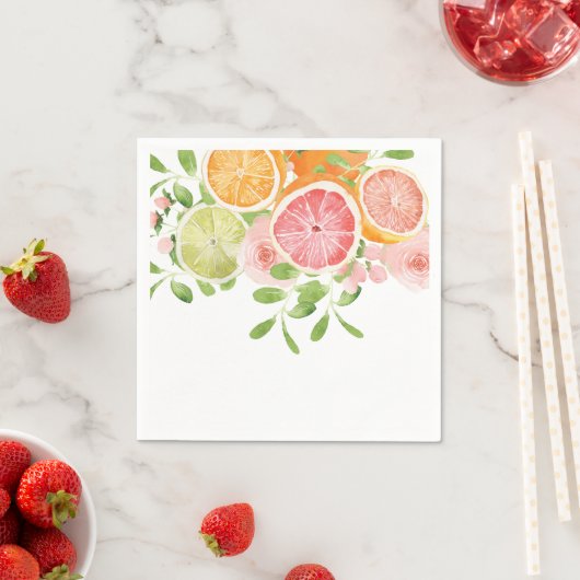 Helder bloem- en citrus bruidsdouche servet (Insitu)