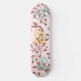 Helder, bloem verborgen kattenpatroon, roze basis skateboard