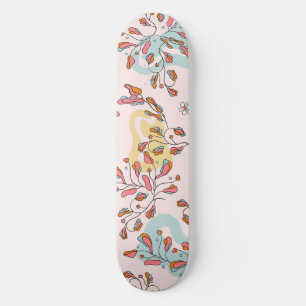 Helder, bloem verborgen kattenpatroon, roze basis skateboard