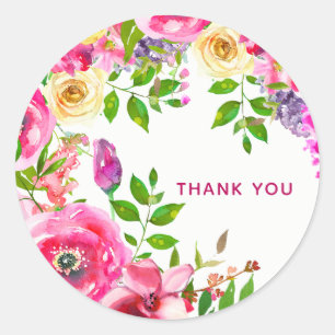 Helder Bloemig Krachtig Roze Lente Botanisch Moder Ronde Sticker
