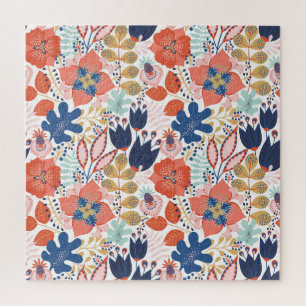 Helder bloemige vintage: Scandinavische stijl. Legpuzzel