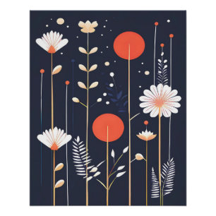 Helder bloemmotief abstracte kunst perfect poster