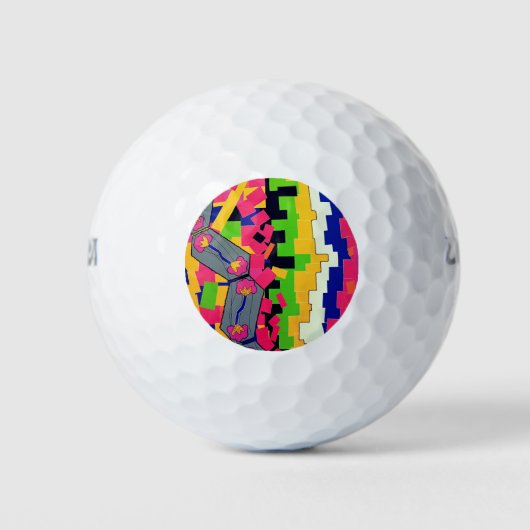 Helder bloempatroon golfballen (Voorkant)