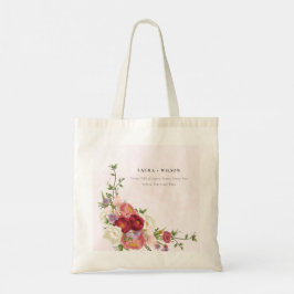 Helder Boho rood roze witte Bloemen Bruiloft Tote Bag