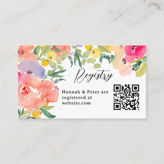 Helder boho-tuin bloem bruidsregistratie informatiekaartje (Voorkant)