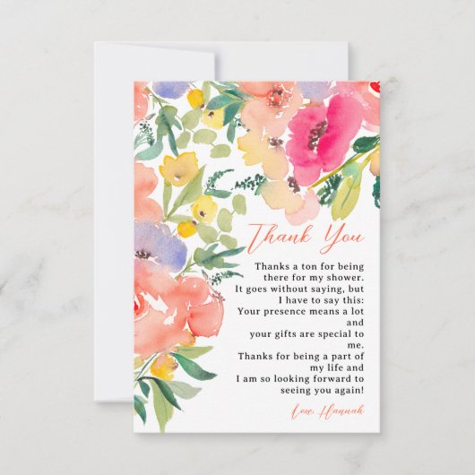 Helder boho tuinkrans bruiloft bedankkaart (Voorkant)