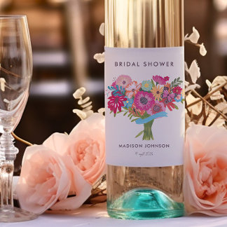 Helder Bruidsfeest met Wilde Bloemen Wijn Etiket