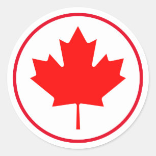Helder Canadese Esdoornblad Canada Dag Rood Wit Ronde Sticker