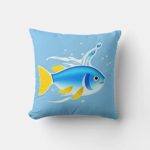 Helder cartoonvis met waterspatten kussen