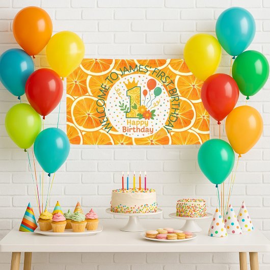 Helder Citrus 1e Verjaardagsbanner  Spandoek