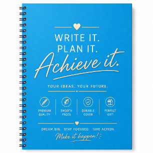 Helder Cyaan Minimalistisch Productiviteitsnotitie Notitieboek