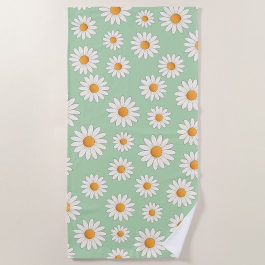 Helder Daisy Pattern – Bloemen Zomer Accessoire - Strandlaken (Voorkant)