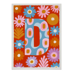 Helder Dopamine Decor Monogram Letter D Poster Perfect Poster