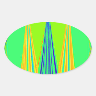 Helder edgy geometrisch neon patroon art ontwerp ovale sticker